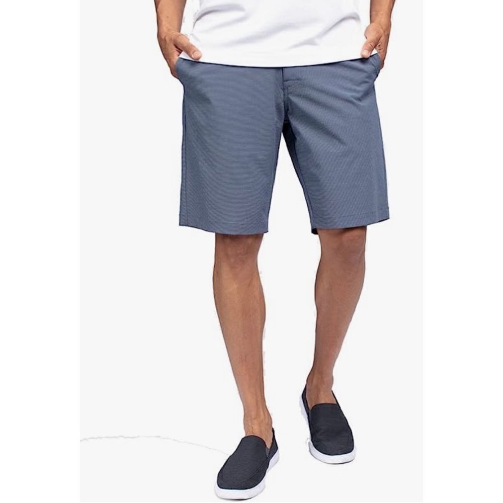 Travis Mathew Beck Golf Shorts Indigo Grey Stretch Waistband Size 38